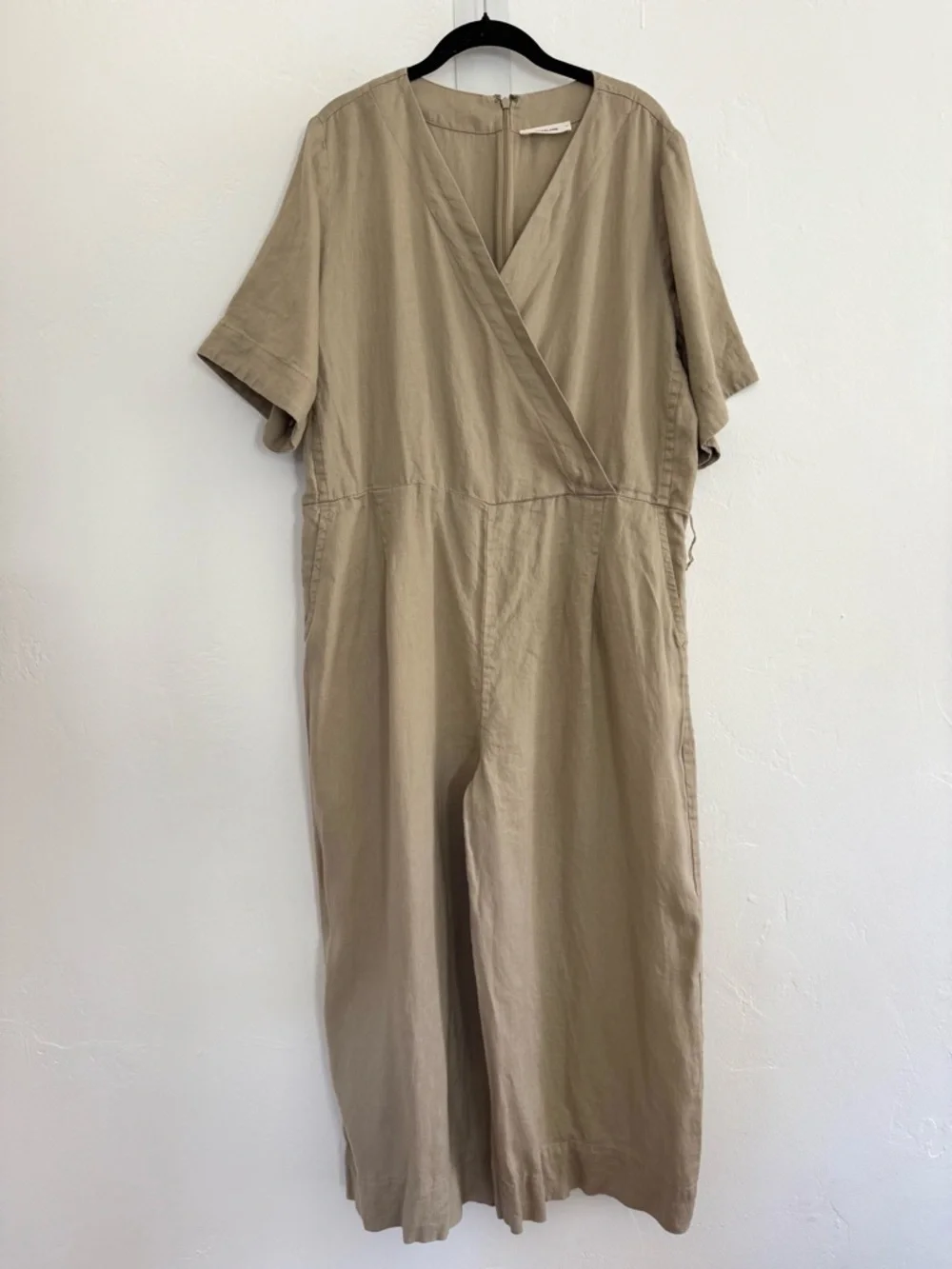 Everlane The Wrap Jumpsuit in European Flax Linen Coastal Wide Leg *NO BELT*